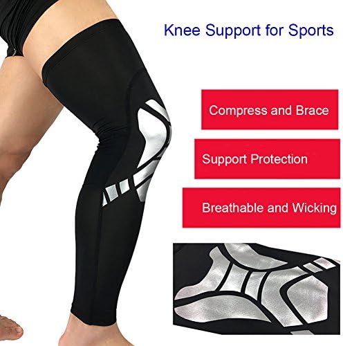 WliYaGg Outdoor Sports Summer Thin Breathable Running Cycling Knee Support Sleeve Bracer - Black + Silver XL