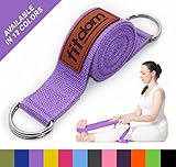 2-IN-1 Premium Lightweight Yoga Stretch Strap Belt & Mat Carrier Sling. 6 foot Long, 100% Cotton. Perfect Yoga Accessory for Women, Men, Beginners to Pros. Fits All Yoga Mats & Maintain Poses.