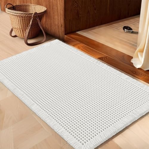IM HOME Waffle Bath Mat White