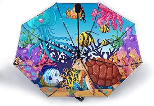 Compact Umbrella Beautiful Underwater Cute fish, turtles, jellyfish Auto Open Close Travel Sun Golf Folding Umbrellas Windproof Lightweight For Women Men Kids Girls Parasol With Black Anti-Uv Coating Compact Umbrella Beautiful Underwater Cute fish, turtles, jellyfish Auto Open Close Travel Sun Golf Folding Umbrellas Windproof Lightweight For Women Men Kids Girls Parasol With Black Anti-Uv Coating