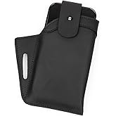 Topstache Leather Phone Holster for Belt, Flip Cellphone case for iPhone 14, 14 Pro, 13 Pro, 13, 12 Pro, 12, 11, XR, Galaxy S22, S21, S20,Premium Leather Pouch for Phone with Protective Case.