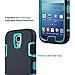 ULAK Galaxy S4 Case Hybrid Dual-Layer Shockproof Silicone Rubber Soft Skin PC Front Frame Hard Back Cover Heavy Duty Dustproof Combo Phone Case Cover for Samsung Galaxy S4 IV i9500 Aqua Blue Black