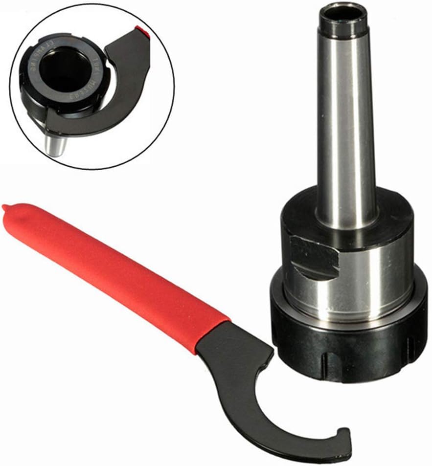 Hardware,Maserfaliw ER32 MT2 Collet Chuck Holder,MT2 ER32 Collet Chuck Holder Fixed CNC Milling Tool Shank with Half-moon Spanner - Silver