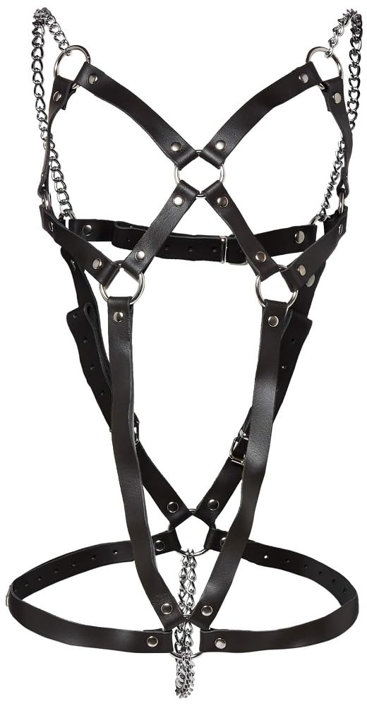 Zado Leather Bondage Harness with 2 Chains S-L