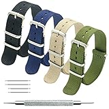 Nato Strap 4 Packs - 20mm 22mm Premium Ballistic Nylon Watch Bands Zulu Style with Stainless Steel Buckle