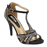 Beston GB39 Women's T-Strap Ankle Stiletto Heels About Half Size Large