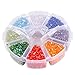 PandaHall Elite Two Cut Glass Seed Beads Length 2.2mm Hole 0.5mm About 7500pcs Multicolor 3 with Box Set Value Pack