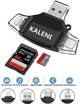 SD Card Reader, USB 3.0 Card Reader for iPhone/iPad/Android/Micro USB/New MacBook/Type C,Lightning Charging Adapter, Supports TF, SD, Micro SD, SDXC, SDHC Memory Card Viewer (Black)