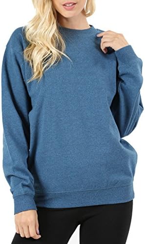 C.A. Women's V-Notch Round Neck Pullover Sweatshirt (S/M, BLUE MIST)