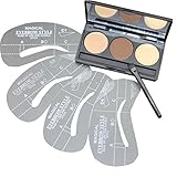 DE'LANCI 3 Colors Pro Eyebrow Powder Kit + Brow Wax Makeup Palette - Cosmetic Shading Powder Set with Make Up Brush Mirror and 4Pcs Eye Brow Stencils Set (3 Colors)