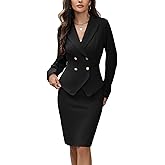 Agenlulu Women's 2 Piece Suits Business Casual Outfits Professional Office Work Long Sleeve Blazer and Pencil Skirt Sets