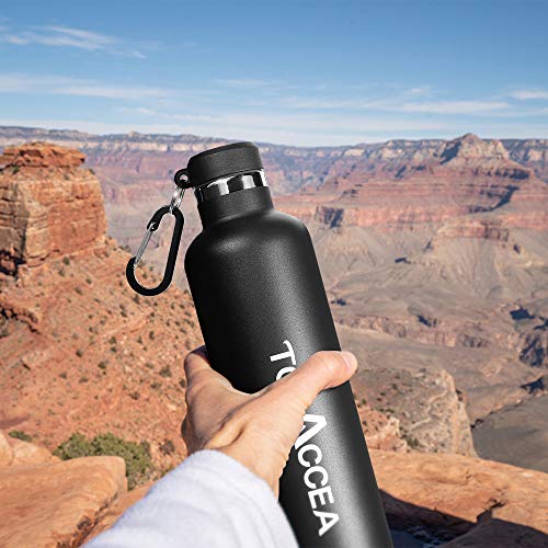 Tolaccea Bottiglia d\'Acqua in Acciaio isolata Bottiglia d\'Acqua Sportiva a Doppia Parete da 33 Once Bottiglia d\'Acqua a Bocca Larga Borraccia Termica da Viaggio Senza BPA Nero