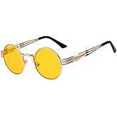 OWL Steampunk Retro Gothic Vintage Colored Metal Round Circle Frame Sunglasses Colored Lens
