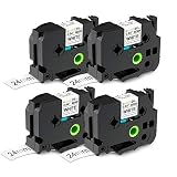 Buyalot Compatible Label Tape Replacement for Brother 24mm 1 Inch TZe TZ Tape TZe251 Laminated Black on White Tape Compatible with Brother Ptouch PTD600 PTP700 PTP900W PTP950NW Label Tape, 4-Pack