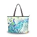 Women Large Tote Top Handle Shoulder Bags Peacock Patern Ladies Handbag L
