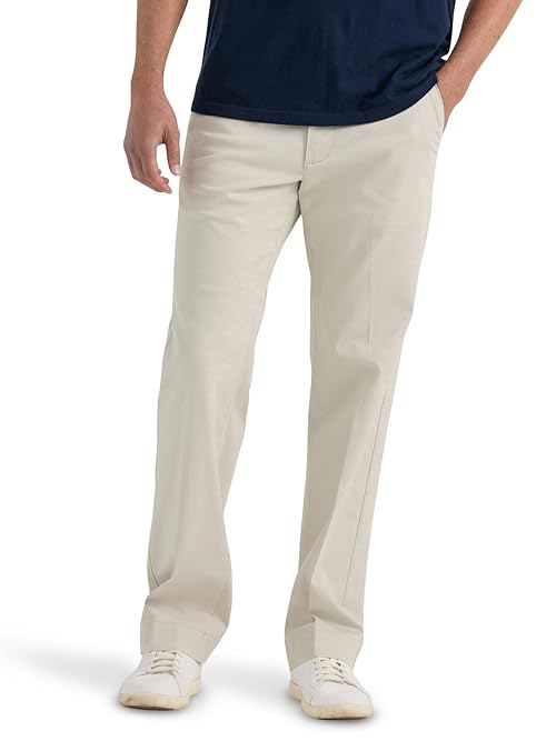 Lee Men's Extreme Motion Flat Front Regular Straight Pant City Beige 31W x 32L