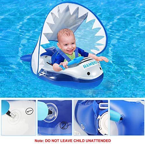 Shark Baby Swim Pool Float Baby with Canopy Baby Floaties