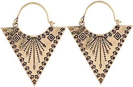 Handmade Vintage Style Triangle Arrow Brass Antique Bronze Dangle Hoop Design Women Wear Earrings