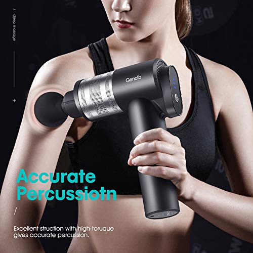 Massage Gun for Athletes, Professional Deep Tissue Percussion Muscle Massager for Pain Relief, Handheld Electric Body Massager Sports Drill Portable Super Quiet Brushless Motor, Genofo Massage Gun