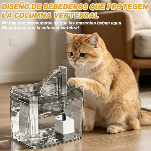 Rantuia Bebedero para Gato, 50.73oz/1.5L Bomba de Agua Ultrasilenciosa Fuente para Gatos Diseño Silencioso, Filtración de 4 Etapas Libre de BPA, Fuente Agua Gato para Apto Gatos y Perros