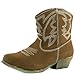 Women's Stitched Western Cowboy Stacked Heel Distress Embroidered Ankle Booties Fashion Shoes