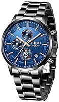 LIGE Herren Uhren Schwarz Edelstahl Wasserdicht Männer Armbanduhr Elegant Analog Quarz Herrenuhr Sport Militär...