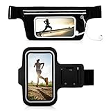 Running Belt + Sports Armband for iPhone 6/6S SE Plus Samsung S7, Lightweight Extra Reflective -No Bounce -Super Slim Sports Belt and Phone Armband for Running, Workouts, Fitness, Gym