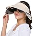 Flyou Sun Hats Unisex Summer Hat Outdoor UV Protection Wide Large Brim Cap Beach Visor Empty Top Caps Foldable (Beige)
