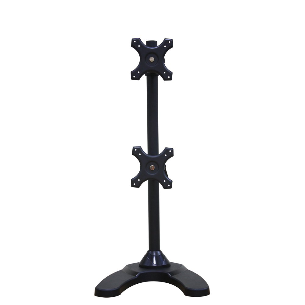 Newstar FPMA-D700DDV Tilt/Turn/Rotate Dual Desk Mount (stand & grommet) for two 10-27" Monitor Screens ONE ABOVE OTHER, Height Adjustable - Black