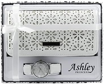 Beautiful Women's Floral Design Wallet and Matching Floral Dial Watch Gift Set - ST10099 White