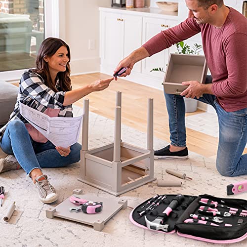 WORKPRO Kit de herramientas rosa - Juego de herramientas de mano con bolsa redonda fácil de transportar - Herramientas duraderas con acabado cromado - Kit de herramientas para el hogar perfecto para bricolaje, mantenimiento del hogar - Cinta rosa WORKPRO Kit de herramientas rosa - Juego de herramientas de mano con bolsa redonda fácil de transportar - Herramientas duraderas con acabado cromado - Kit de herramientas para el hogar perfecto para bricolaje, mantenimiento del hogar - Cinta rosa