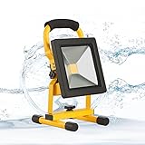 Rechargeable LED Flood Light by Kohars. IP65 Waterproof Portable Cordless 10W LED work patio garden emergency light with Adaptor and Car Charger.