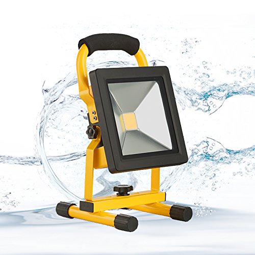 Rechargeable LED Flood Light by Kohars. IP65 Waterproof Portable Cordless 10W LED work patio garden emergency light with Adaptor and Car Charger.