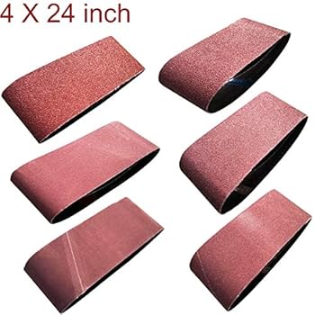 M-jump 12 PCS 4 inch x 24 inch Aluminum Oxide Sanding Belt(2 Each of 60 80 120 150 240 400 Grits) (4x24in)