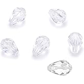 50pcs Adabele Austrian 8mm Faceted Teardrop Loose Crystal Beads Crystal Clear Compatible with 5500 Swarovski Crystals Preciosa SST-801