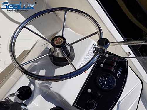 SeaLux Marine Boat Steering Wheel Turning/Control Knob/Suicide Knob -1-3/4" Grip knob with Plastic Cover 316 Marine Stainless Steel for Destroyer Wheel (Large) for Oval Rail ONLY