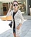 Shawhuaa Womens Crochet Knitted Open Front Cardigan Pocket Sweater,Beige,One Size