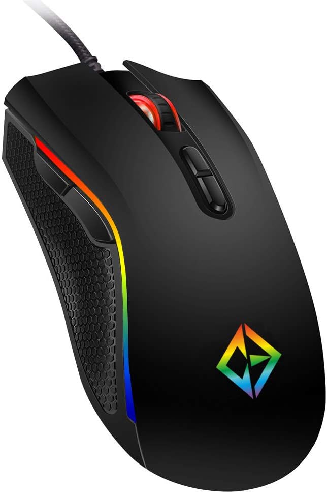 Combrite Gaming Mouse USB Wired, Rainbow LED Light, 7 Buttons, 6 Programmable Buttons, Chroma RGB Backlit
