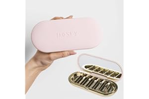 Dosey 7 Day Pill Compact Travel Pill Organizer - Pill Case with 7 Pill Compartments for Medicine Storage & Protection – Stylish & Elegant Medication Organizer with Mirror, Blush
