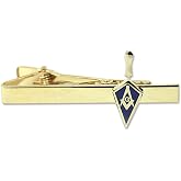 Trowel with Square Compass Masonic Tie Clip - [Blue &amp; Gold][2 1/4'' Wide]