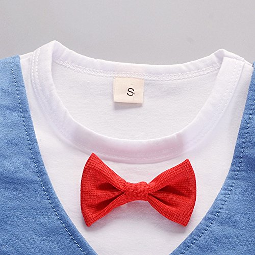 Sharemen Toddler Baby Boys Gentleman Outfits Short Sleeve T-Shirt Pants (White, 12-24 Months)