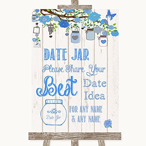 Blue Rustic Wood Collection Blue Rustic Wood Date Jar Guestbook Wedding Sign