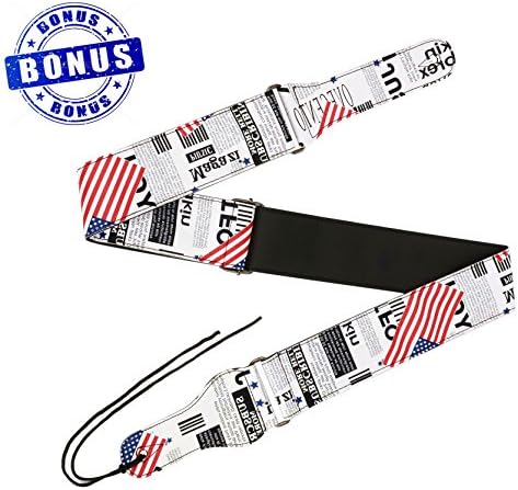 0 Profit For Promotion-Vintage Woven Adjustable Quality Leather Guitar Strap for Acoustic and Electric Guitar with Strap Button and Strap Locks Fashion UsFlag (Freedom)