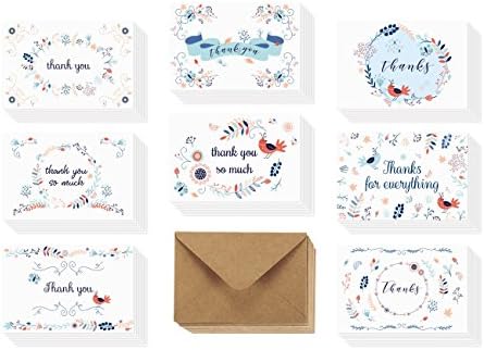Thank You Cards – 56 Assorted Blank Thank You Card Pack Bulk Box Set with Kraft Paper Envelopes – 4x6" Elegant Thank You Greeting Note Cards for Business, Graduation, Wedding, Baby Shower