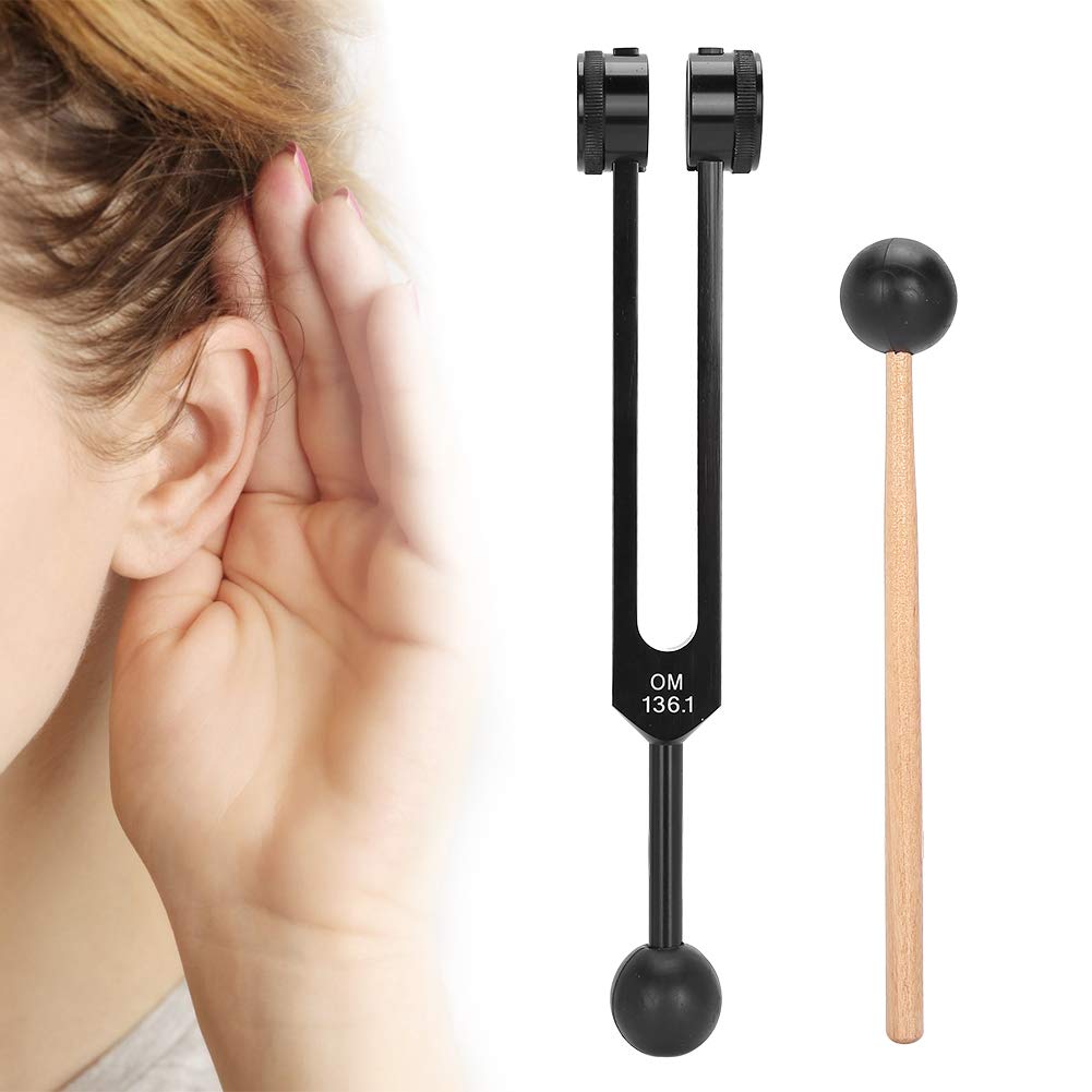Brrnoo Tuning Fork 136.1Hz, Aluminum Alloy Yoga Sound Therapy Tool for Vibration Test Healing, Medical Tuning Fork with Rubber Hammer for Sound Therapy and Meditation Practice