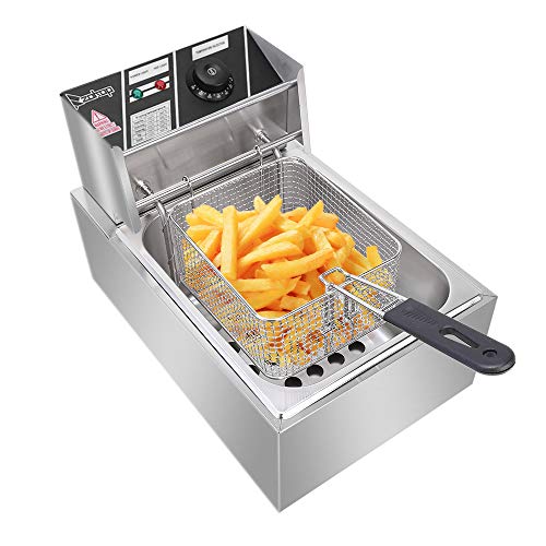 Large Commercial Stainless Steel Electric Countertop Deep Fryer,Single