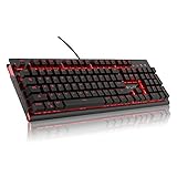 Etrobot Mechanical Gaming Keyboard Red LED Backlit with Blue Switches USB Wired Aluminum Chassis (Black)