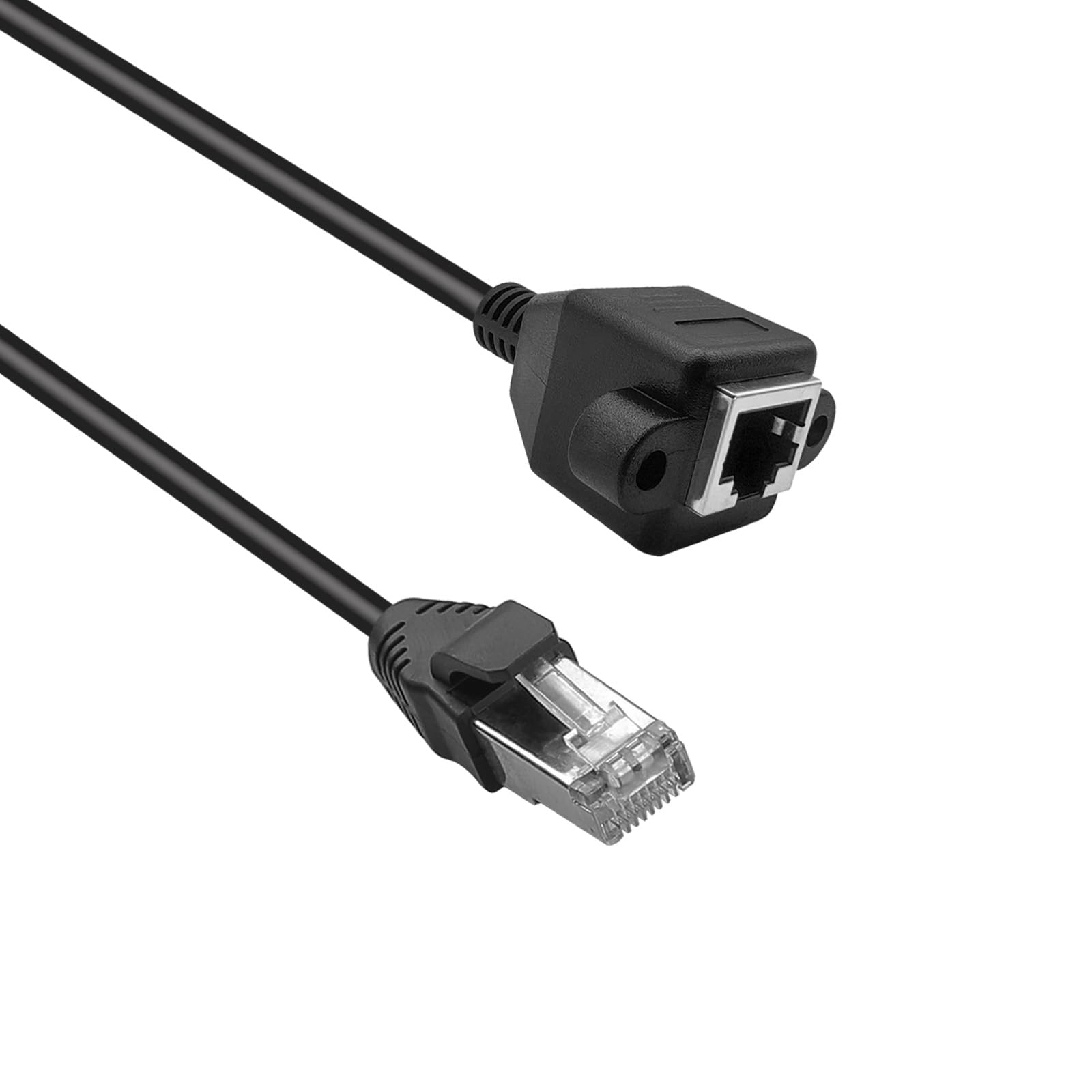 iYueMps RJ45 Ethernet Cable,RJ45 Male to Female Screw Panel Mount Ethernet Cat6/Cat5e/Cat5 LAN Network Extension Cable (0.5m)