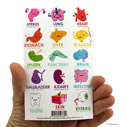 Giant Guts Sticker Pack of 15 I Heart Guts Stickers - Thumbnail 2