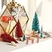 SATINIOR 60 Pieces Artificial Mini Christmas Tree Sisal Snow Trees Bottle Brush Christmas Trees Pine Trees Ornaments with Wooden Base for Christmas Party Home Decoration (6 Sizes, Multicolors)